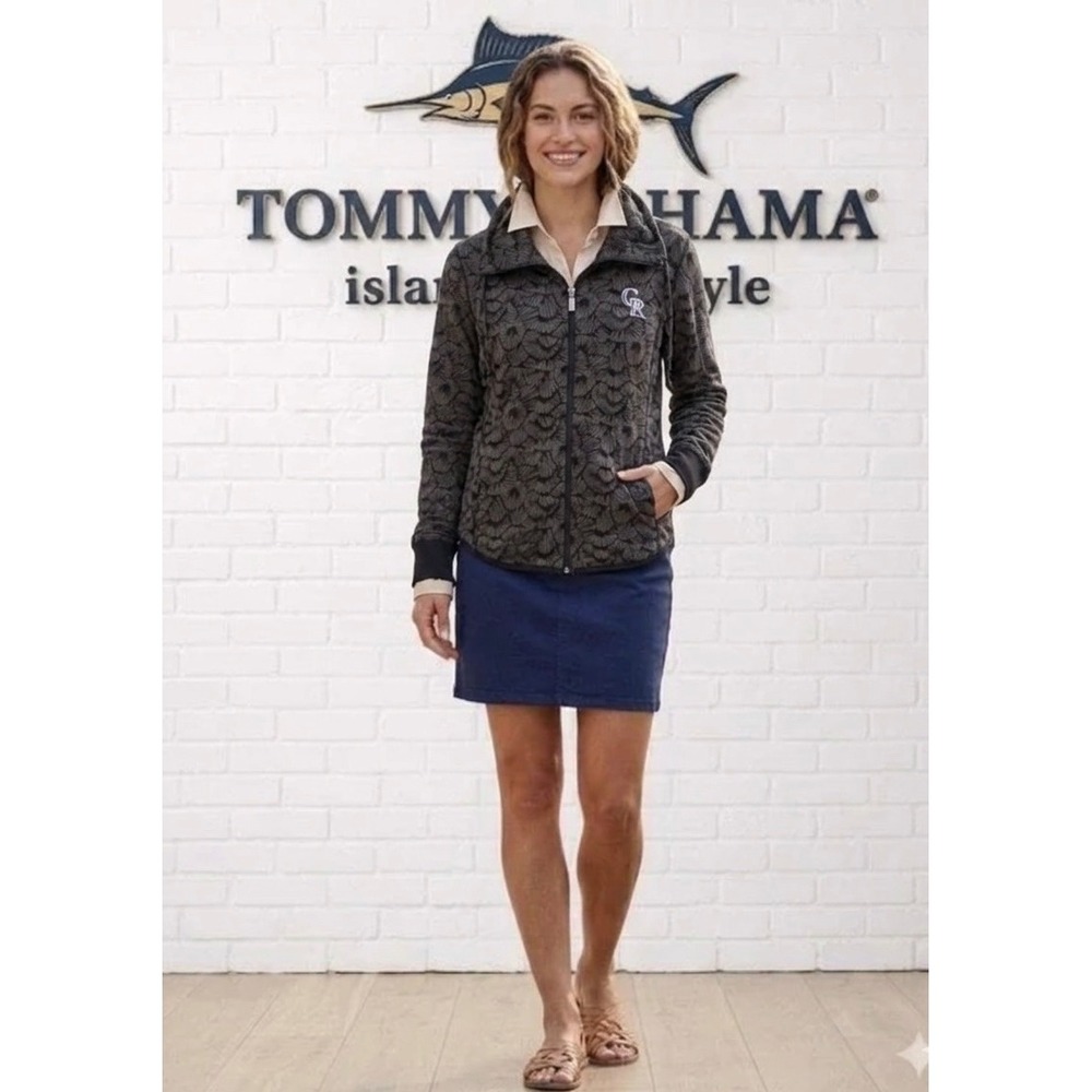 Tommy‎ Bahama Colorado Rockies MLB Womens Full Zip Jacket💜 Black Grey sea shell